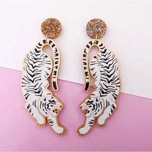 Misfit Makes white tiger earrings